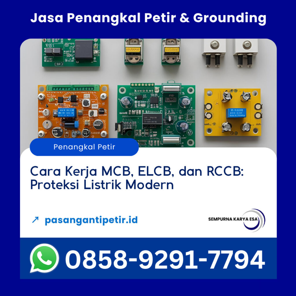 cara kerja mcb, elcb, rccb proteksi listrik modern sempurna karya esa jasa penangkal petir terpercaya hubungi 085892917794