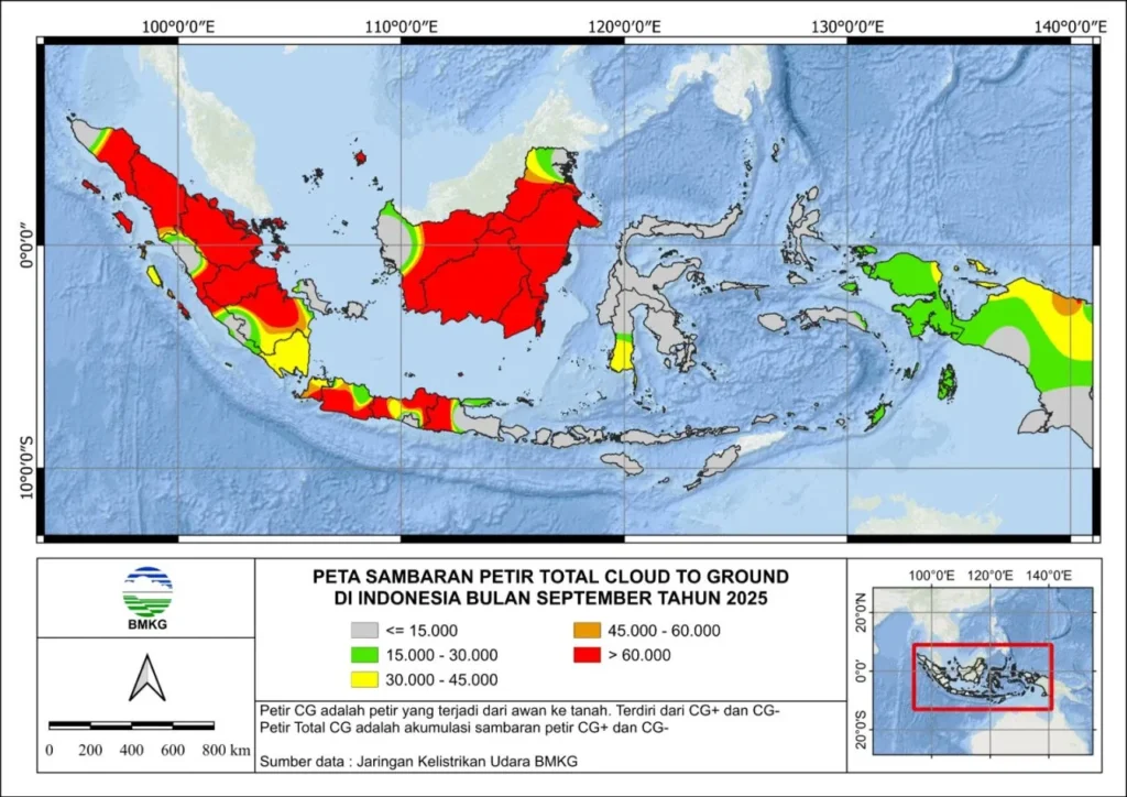 data fakta hari guruh petir tahun 2025 sumber bmkg